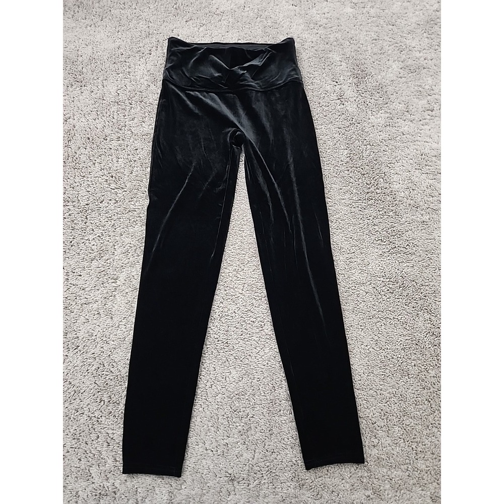 Spanx Velvet Leggings Womens XL Black Good Compression High Rise Made in Korea